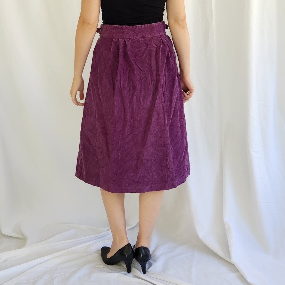 90s Purple Corduroy Midi Skirt - Picture 3 of 4